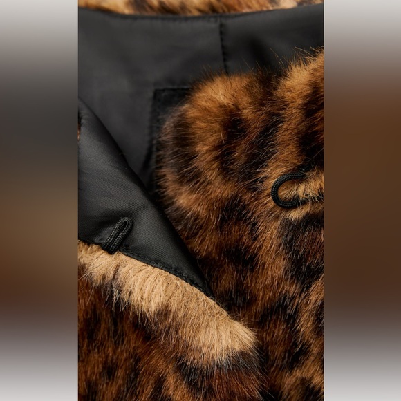 Zara faux fur animal print ( leopard) coat NWT - Picture 7 of 7